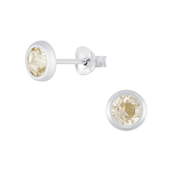 5mm Silver Stud Earrings with Crystals - 4423