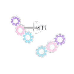 Silver Triple Daisy Stud Earrings - 7530