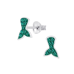 Silver Mermaid Tail Crystal Stud Earrings - Wholesale - 7476 Silver Mermaid Tail Crystal Stud Earrings - Wholesale - 7476