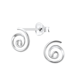 Silver Spiral Stud Earrings - 7567