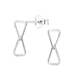 Silver Twisted Triangle Stud Earrings - 7575
