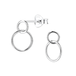 Silver Twisted Circle Stud Earrings - 7776