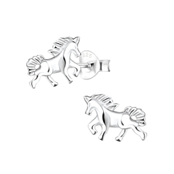 Silver Horse Stud Earrings - 6522