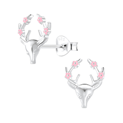 Silver Reindeer Stud Earrings - 7408 Silver Reindeer Stud Earrings - 7408
