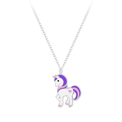 Silver Unicorn Necklace - 7558