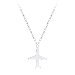 Silver Airplane Necklace - 7564