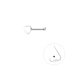 Silver Heart Nose Stud With Ball - 7589