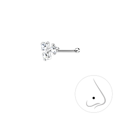 Silver Crystal Nose Stud With Ball - 8374