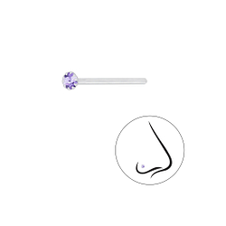 2mm Round Crystal Silver Nose Stud - 3312