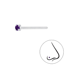 1.5mm Round Cubic Zirconia Silver Nose Stud - 3300