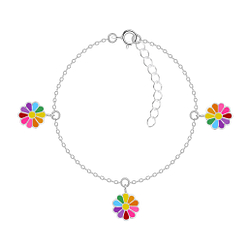 Silver Daisy Flower Bracelet - 7540