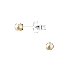 3mm Pearl Silver Stud Earrings - 7404