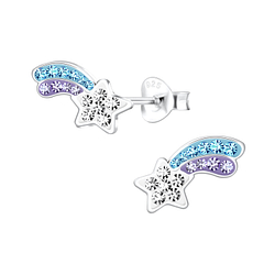 Silver Shooting Star Stud Earrings - 7515