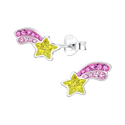 Silver Shooting Star Stud Earrings - 7513