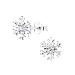 Silver Snowflake Stud Earrings - 7054