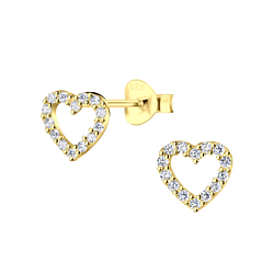 Silver Heart Stud Earrings - 8580