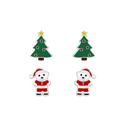 Silver Christmas Stud Earrings Set - 7647