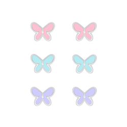 Silver Butterfly Stud Earrings Set - 7667