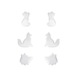 Silver Fox Stud Earrings Set - 7690