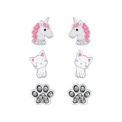 Silver Best Seller Kids Stud Earrings Set - 7669