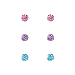 Silver Crystal Ball Stud Earrings Starter Set - 7701