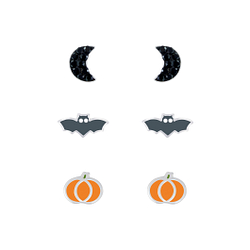 Silver Halloween Stud Earrings Set - 7674