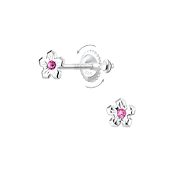 Silver Flower Screw Back Earrings - Wholesale - 7768 Silver Flower Screw Back Earrings - Wholesale - 7768