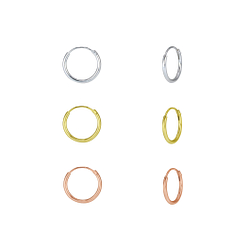 12mm Silver Hoop Earrings Set - 7718