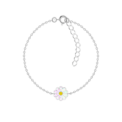 Silver Daisy Flower Bracelet - 7370