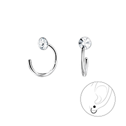 4mm Crystal Silver Ear Huggers - 7897