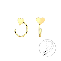 Silver Heart Ear Huggers - 7851