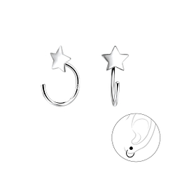 Silver Star Ear Huggers - 7852