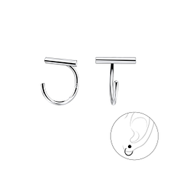 Silver Bar Ear Huggers - 7881