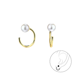 4mm Pearl Silver Ear Huggers - 7890