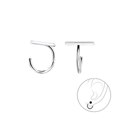 Silver Bar Ear Huggers - 7885