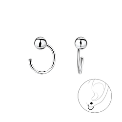 4mm Silver Ball Ear Huggers - 7873