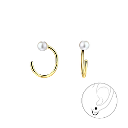 3mm Pearl Silver Ear Huggers - 7888