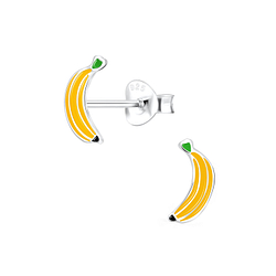 Silver Banana Stud Earrings - 7303