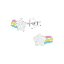 Silver Shooting Star Stud Earrings - 7804