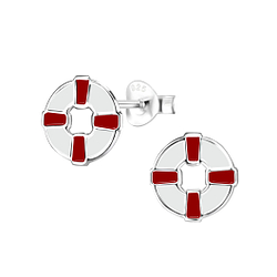 Silver Rubber Ring Stud Earrings - 7822