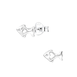 Silver Fish Stud Earring - 4289