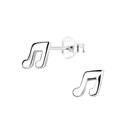 Silver Music Note Stud Earrings - 6369