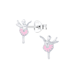 Silver Ballerina Stud Earrings - 7057