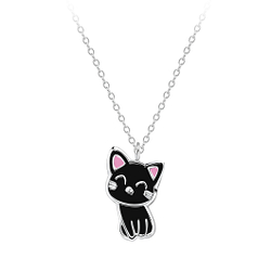 Silver Cat Necklace - 7556