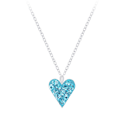 Silver Heart Crystal Necklace - 7197