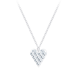 Silver Heart Crystal Necklace - Wholesale - 7197