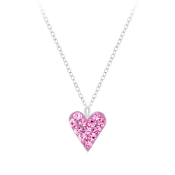 Silver Heart Crystal Necklace - Wholesale - 7197