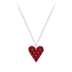 Silver Heart Crystal Necklace - Wholesale - 7197 Silver Heart Crystal Necklace - Wholesale - 7197