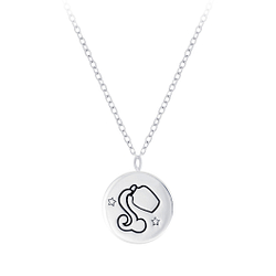 Silver Aquarius Zodiac Sign Necklace - Wholesale - 7818