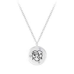 Silver Gemini Zodiac Sign Necklace - 7809